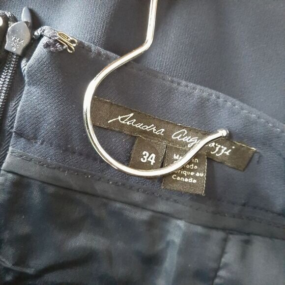 SANDRA ANGELOZZI Pencil Skirt Back Zipper Slit Navy Blue Sz S / Eur 36 - Picture 12 of 13